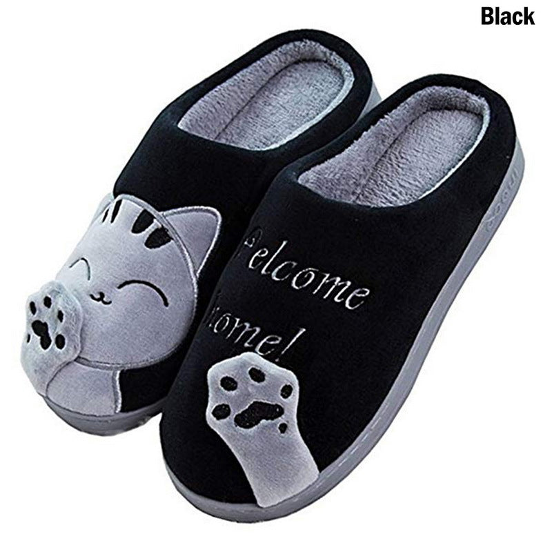 Lucky Cat Cotton Slippers Fashion Home Lovers Men and Women Parent-child Shoes Non-slip Soft Coral Fleece Cotton Shoes