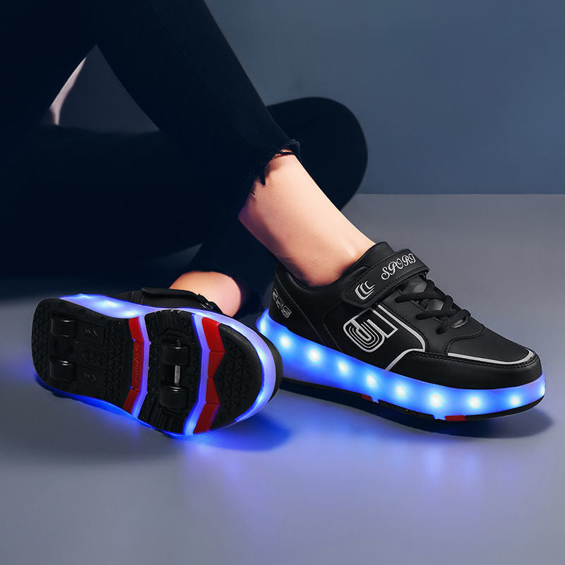 New Heelys shoes four-wheel charging boys roller skates girls shoes with wheels beginners novice with lights tide