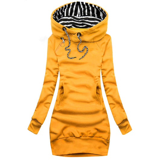 European and American cross-border mid-length women's new slim sweater slim casual autumn and winter fashion hooded coat