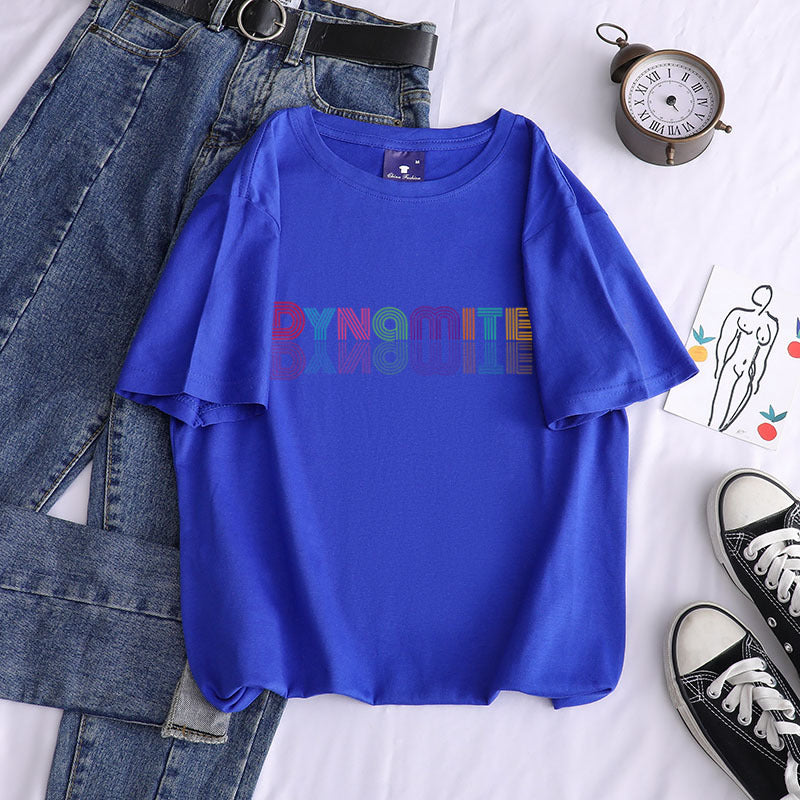 European and American new kpop youth group dynamite album gradient printing cotton T-shirt