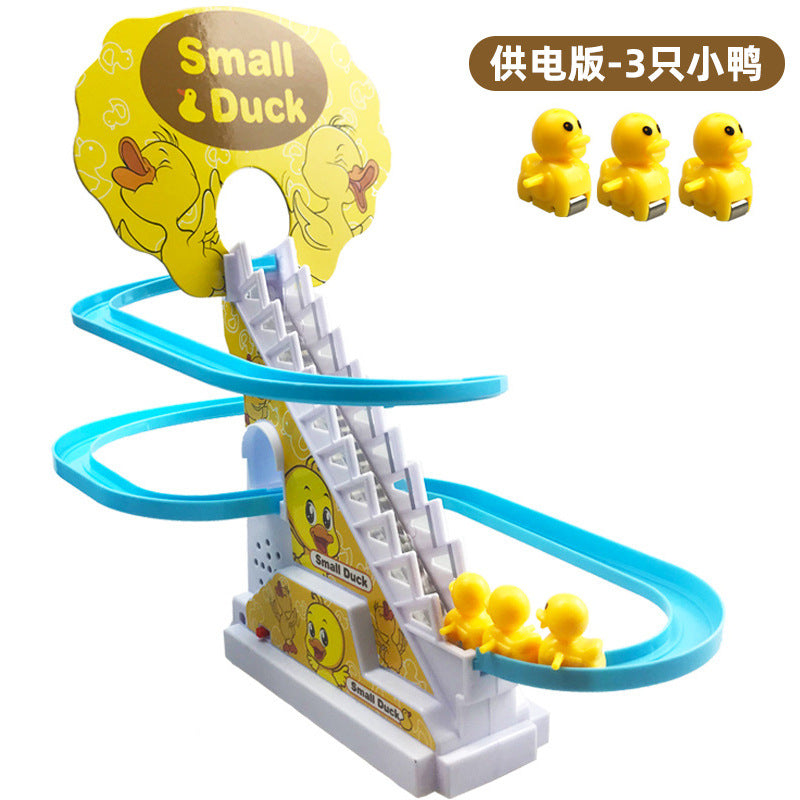 track duck climbing ladder slide toy cute little duck automatically climbing stairs light music