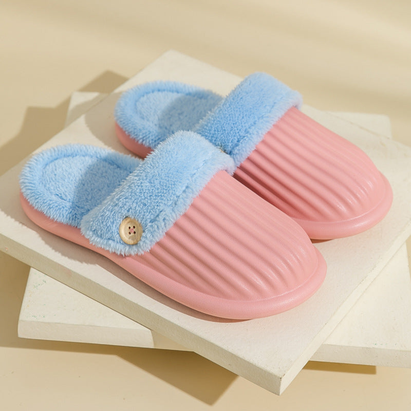 European and American indoor home warm confinement plush cotton slippers