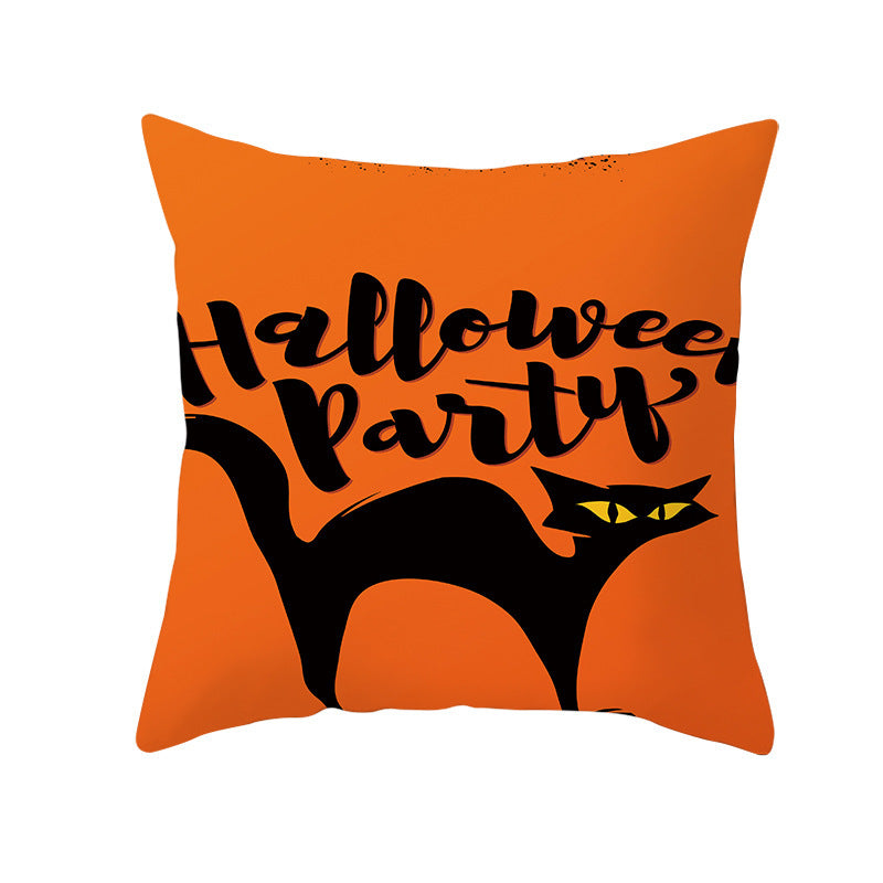 Halloween peach skin pillowcase without core cross-border sofa pillowcase square cushion cover