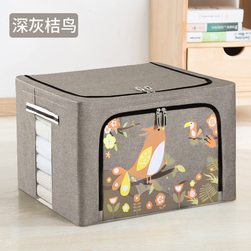 Clothes storage box imitation linen art household finishing box foldable wardrobe storage good clothes basket bag artifact