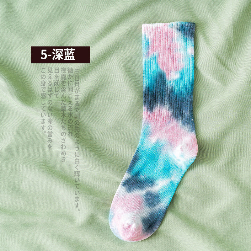 New style tube socks street trend high-top tide socks men and women solid color cotton sports basketball socks skateboard tie-dye socks