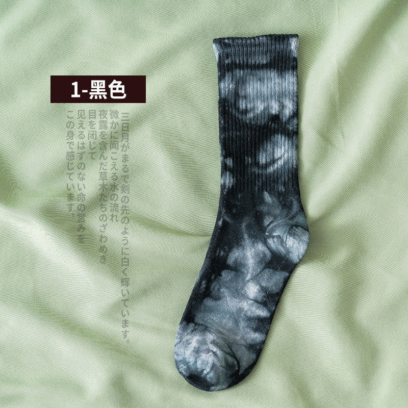 New style tube socks street trend high-top tide socks men and women solid color cotton sports basketball socks skateboard tie-dye socks