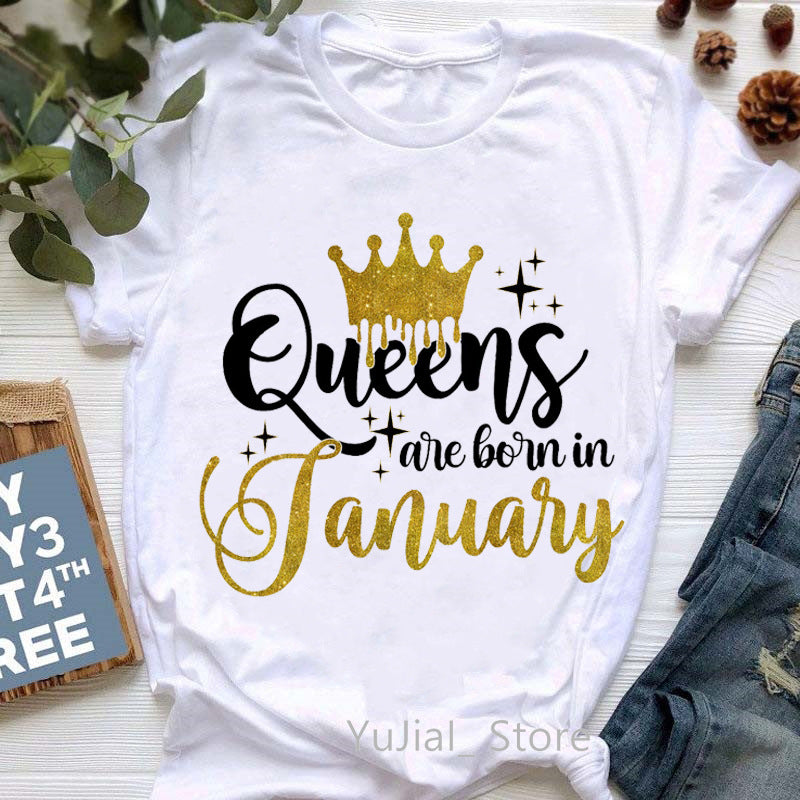 December printing, queen queen, summer women's clothing, Korean version, couple wear blouse, short-sleeved t-shirt