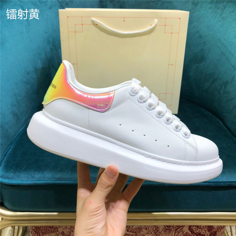 New small white shoes, leather thick-soled inner increase, platform bottom, wild couple casual shoes