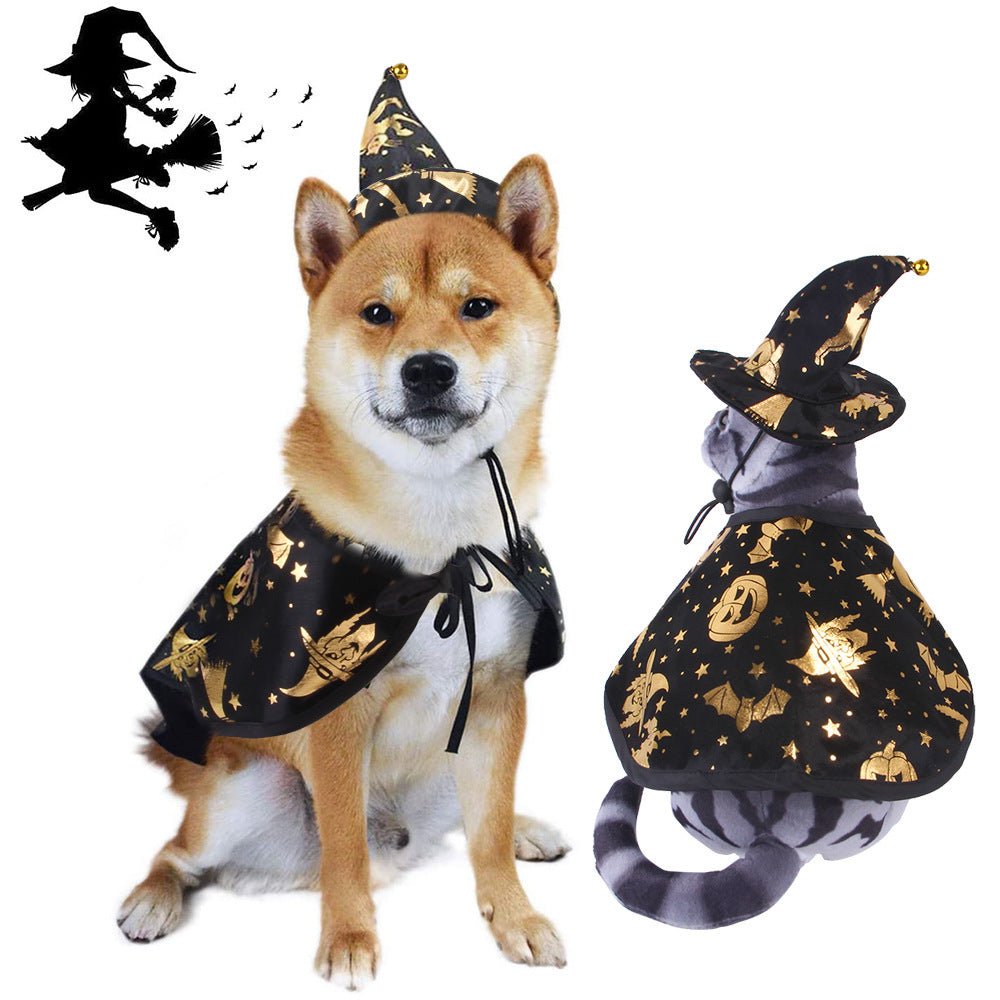 A variety of halloween wizard cloak suit pet dog cat hat ornament