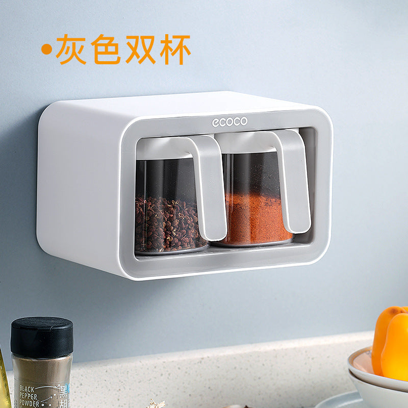 Wall-mounted kitchen spice box household set combination condiment condiment bottle condiment jar multi-cell storage condiment box