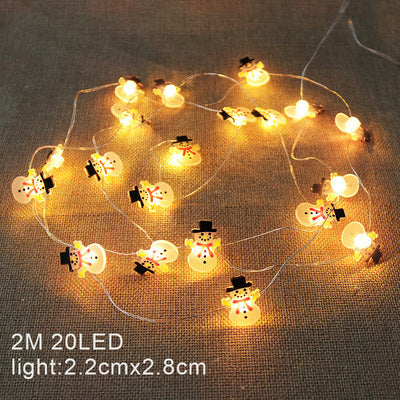 Cross-border mini led copper wire Christmas lights Santa elk snowman cane snowflake decoration string lights