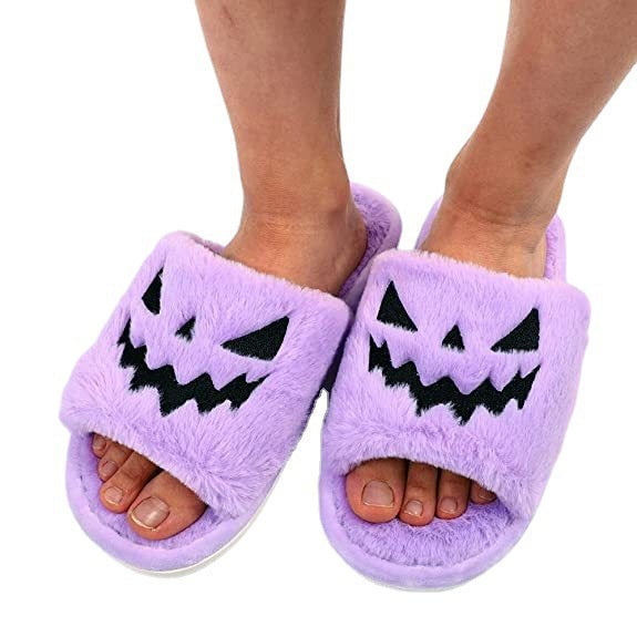 European and American plush comfortable open-toed outer wear plush slippers