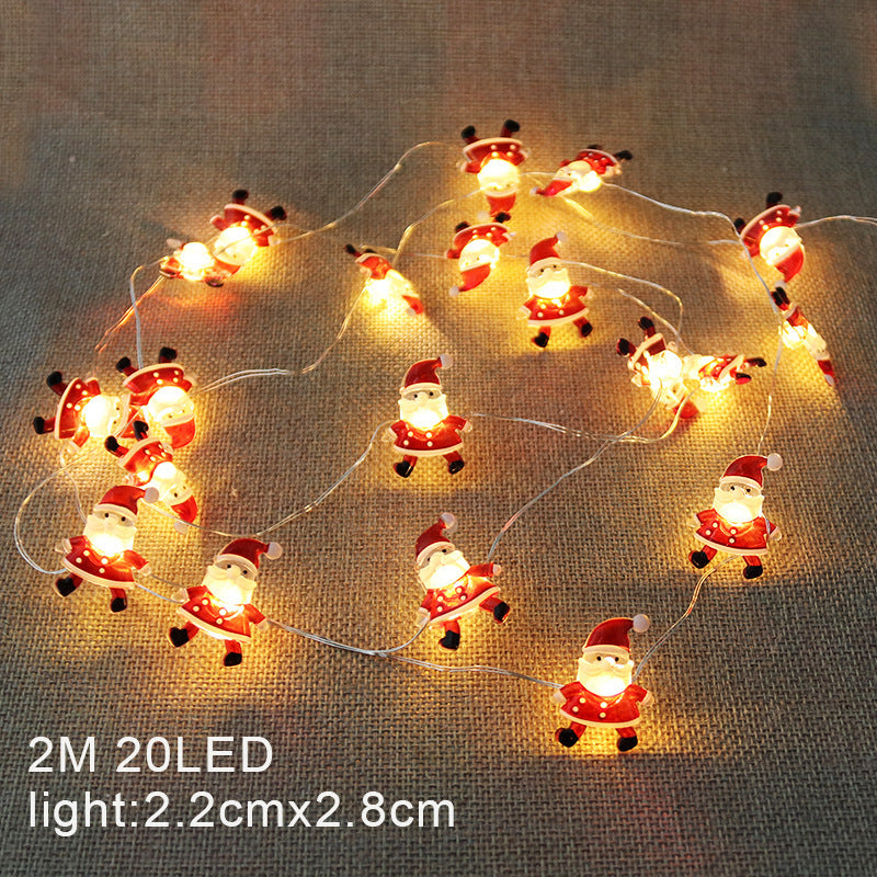 Cross-border mini led copper wire Christmas lights Santa elk snowman cane snowflake decoration string lights