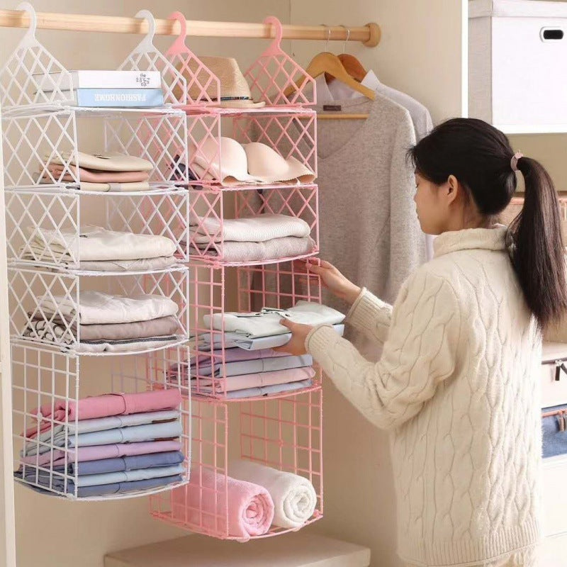 Vibrato wardrobe storage rack layered storage basket multi-functional dormitory clothing organization artifact multi-layer storage shelf