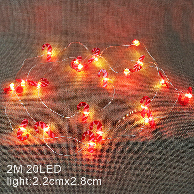 Cross-border mini led copper wire Christmas lights Santa elk snowman cane snowflake decoration string lights