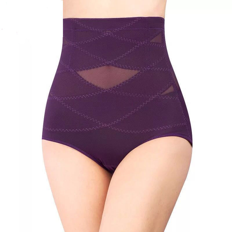 Seamless high-waisted cross-abdomen panties, mesh gauze, ladies postpartum body pants, corset underwear, body shaping, hip support, waist support