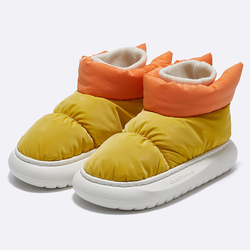 Simple splicing down cloth comfortable couple EVA men and women indoor and outdoor wear home cotton shoes