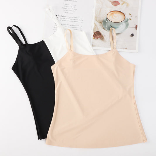 Summer thin shoulder strap ice silk vest female with anti-glare bottoming sling underwear wearing sexy sling