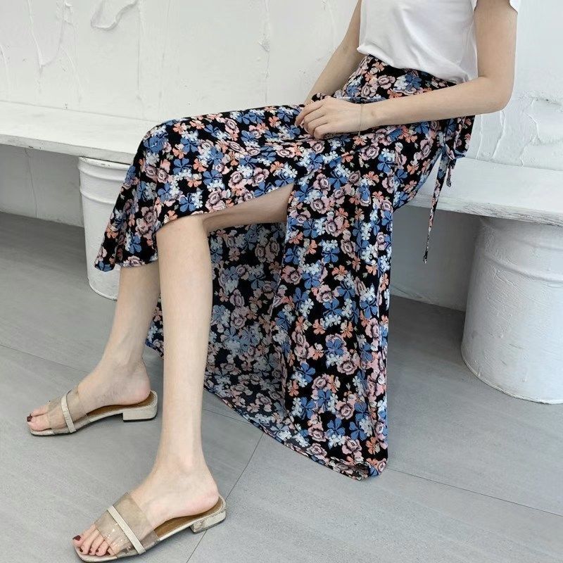 Floral Skirt  Breathable One Piece Lace Up Skirt Wrap Skirt Vacation Mid-Length Loose Beach Skirt Hot