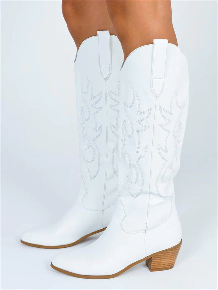 New ethnic style embroidered women's boots high western boots