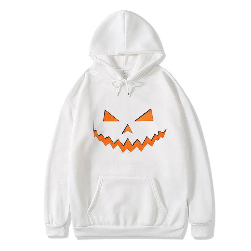 New pumpkin monster expression hoodie couple Halloween sweater long-sleeved loose casual jacket