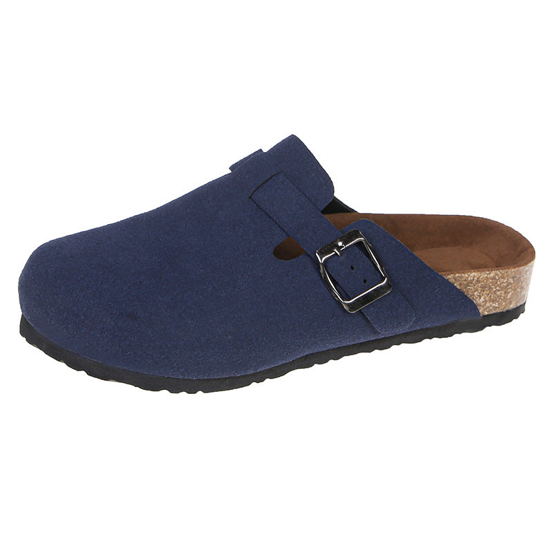 European and American fashion outer wear flat bottom couples flat cork lazy breathable slippers