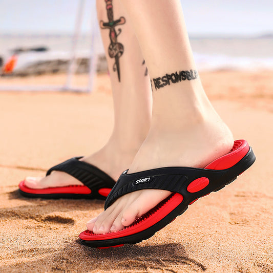 Summer breathable beach shoes massage flip flops word sandals light and soft slippers