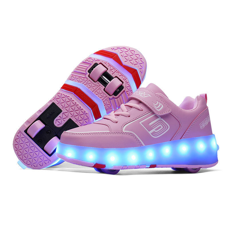 New Heelys shoes four-wheel charging boys roller skates girls shoes with wheels beginners novice with lights tide