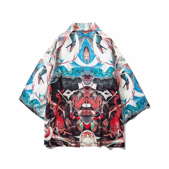 Cross-border digital printing Japanese-style Harajuku men's and women's kimono cloak jacket pajamas