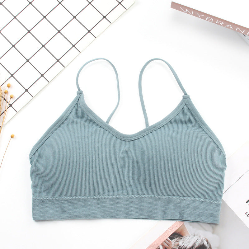 New seamless anti-glare tube top with chest pad threaded camisole beauty back wrap chest one piece bra