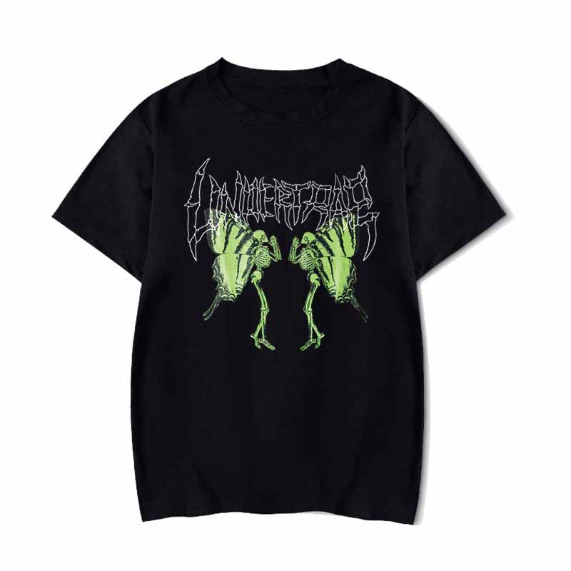 Gothic Punk Loose T-Shirt Harajuku Skull Butterfly Summer Women's Fashion Short Sleeve