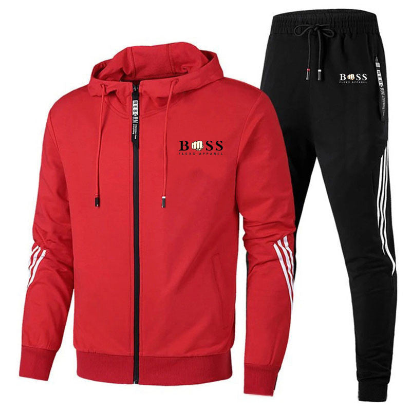 European and American men's casual sports suit hooded sweater men's and women's running sportswear air layer jacket