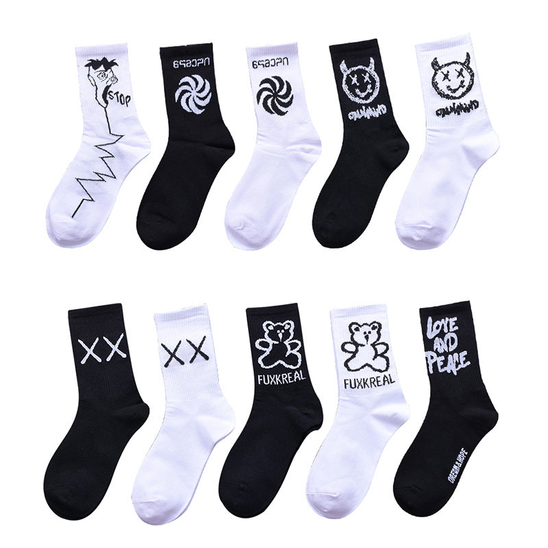 Socks men and women stockings street ins trend stockings black sports wind high-top basketball socks