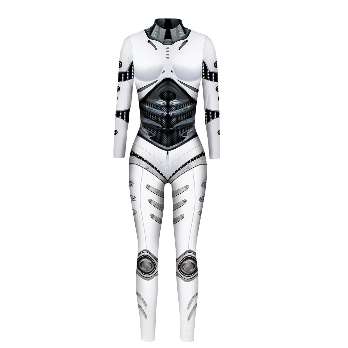 Halloween new hot selling machine armor 3D digital printing slim fit long-sleeved cos jumpsuit