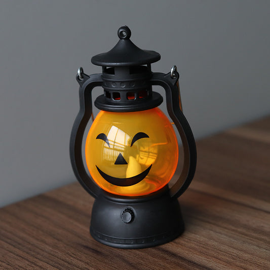 Retro kerosene lamp Christmas Halloween pumpkin portable pony lantern night light LED electronic decoration candle light