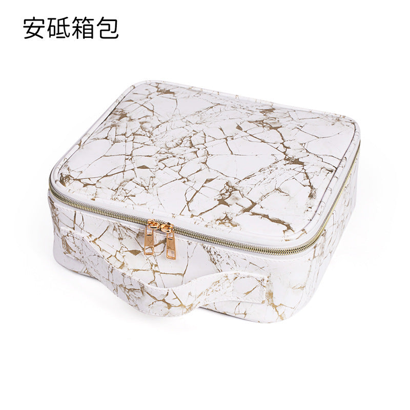 New partition storage cosmetic case portable marble cosmetic bag tattoo nail tool box