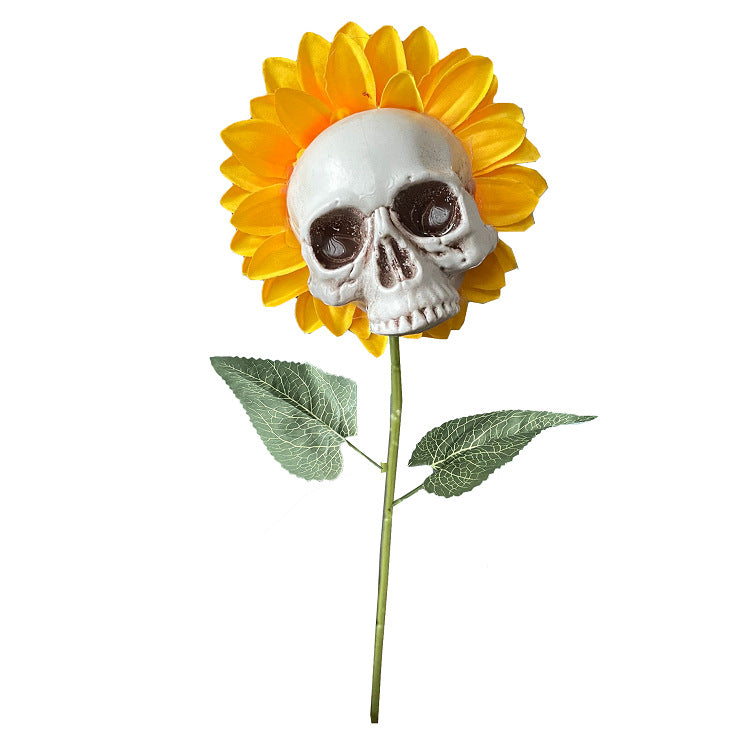 Cross-border Halloween decorations Sunflower skulls Garden simulation flower ornaments