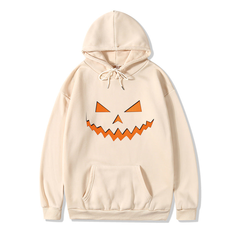 New pumpkin monster expression hoodie couple Halloween sweater long-sleeved loose casual jacket