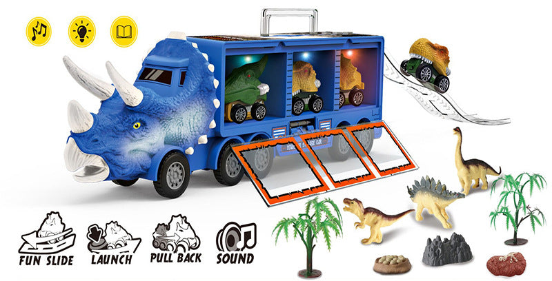 Children's dinosaur storage car model toy with light music container storage dinosaur