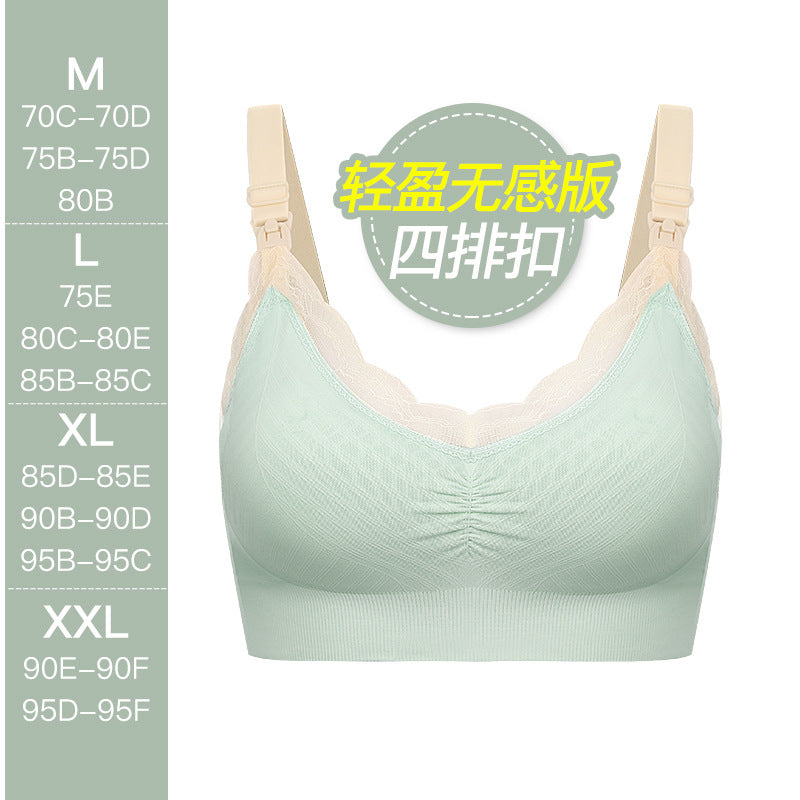 Maternal non-steel ring breastfeeding bra gathered breastfeeding underwear pregnant plus size