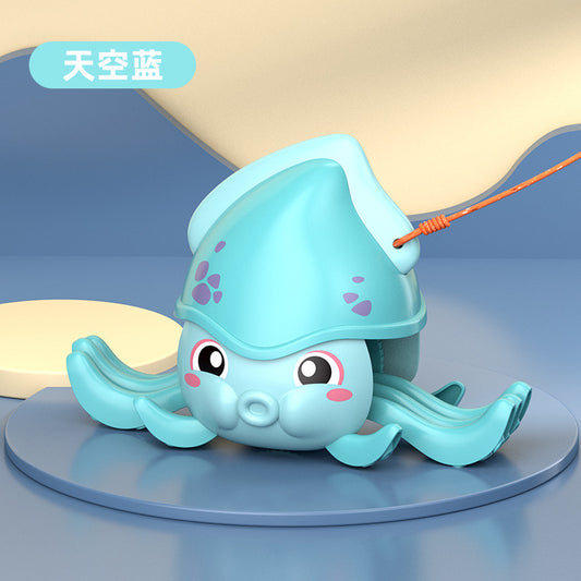 Newly revealed baby bathing net celebrity toy octopus walking octopus playing in water toys pull string crawling octopus