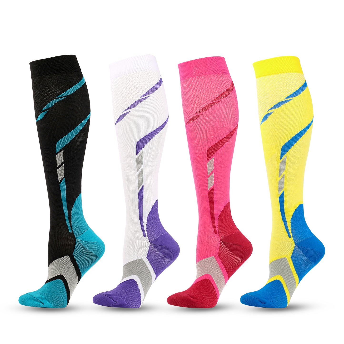 New men's and women's sports compression socks multicolor outdoor running long tube compression socks