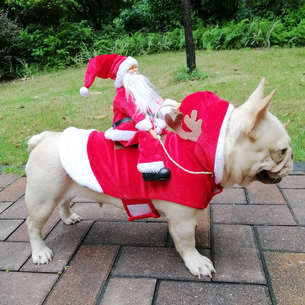 Pet Dog Christmas Costume Santa Claus Riding Costume Christmas Pet Clothes Riding Deer Costume Pet Christmas Products