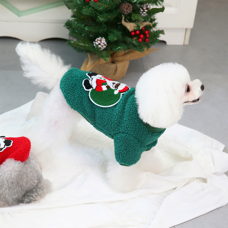 Dog clothes autumn and winter clothes pet clothes new teddy small dog pet clothes winter 21 Christmas tree fleece