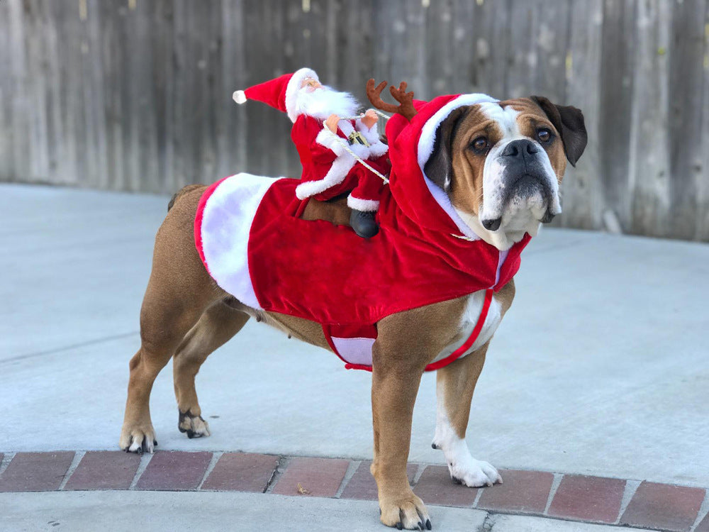 Pet Dog Christmas Costume Santa Claus Riding Costume Christmas Pet Clothes Riding Deer Costume Pet Christmas Products