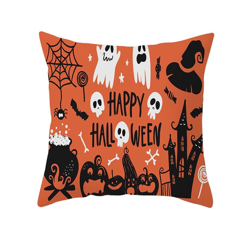 Halloween peach skin pillowcase without core cross-border sofa pillowcase square cushion cover