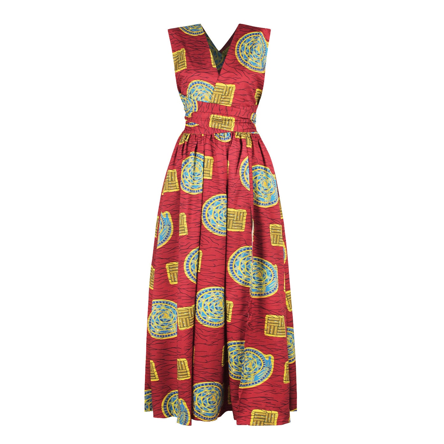 New African print dress with irregular high waist