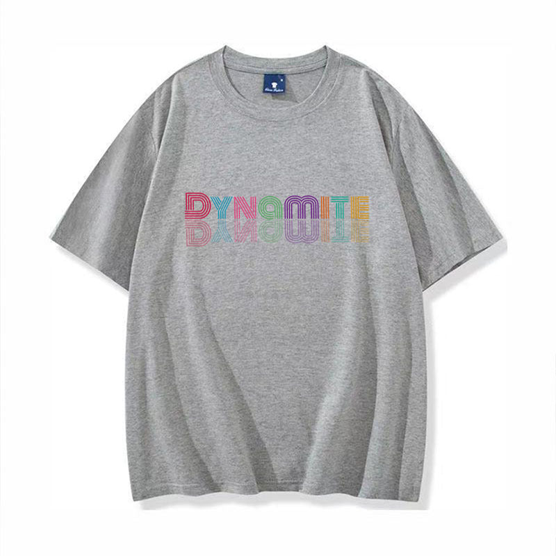 European and American new kpop youth group dynamite album gradient printing cotton T-shirt