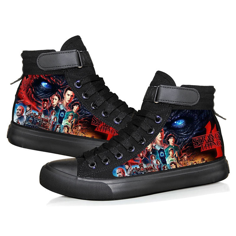 American TV series Stranger Things 4 around 3D digital printing shoes students high-top canvas shoes