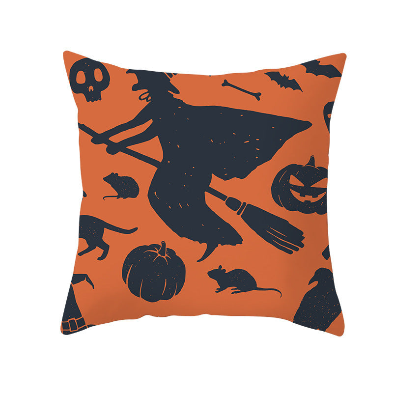 Halloween peach skin pillowcase without core cross-border sofa pillowcase square cushion cover